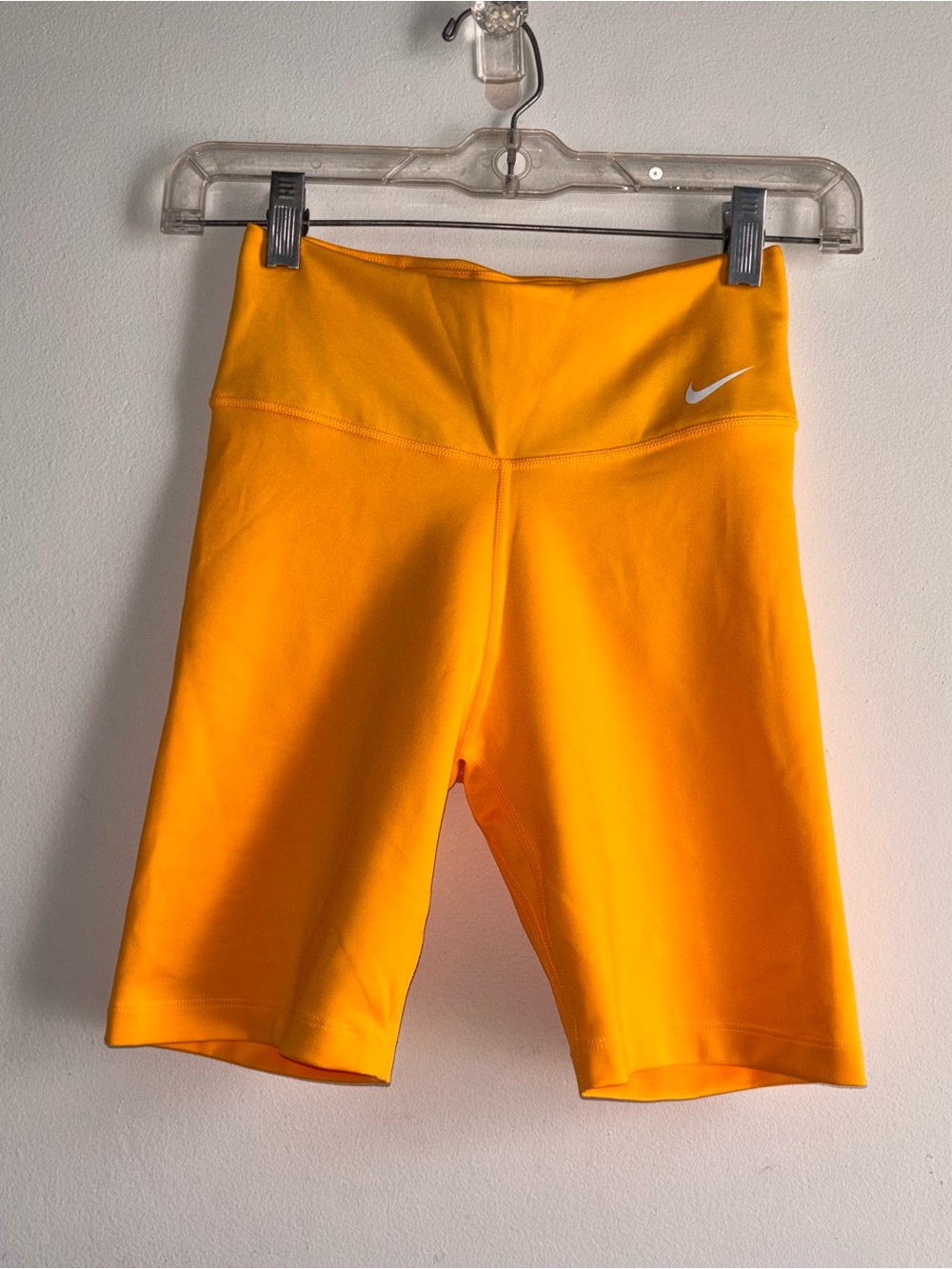 Nike Women's Bright Orange High-Rise Bike Shorts with Swoosh